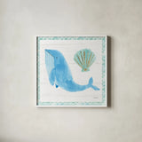 Mermaid Friends VII by Jenaya Jackson. Shown in a crisp white glass frame for a clean and minimalist style. Available as an archival giclee rolled canvas, fine art paper, or poster print. SKU 41493a.