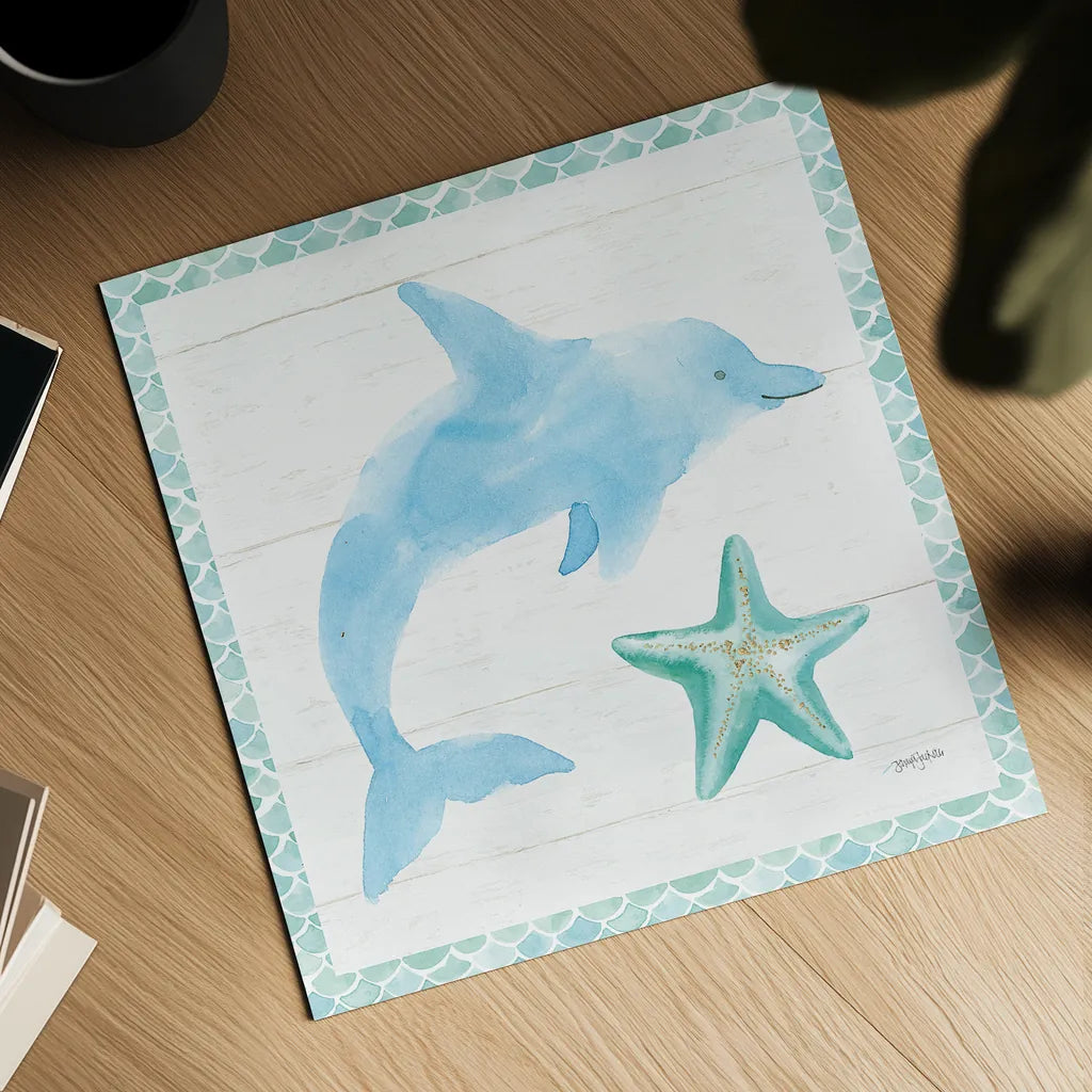 Mermaid Friends VIII by Jenaya Jackson. Shown as a detailed flat fine art print, highlighting archival giclee quality. Available as an archival giclee rolled canvas, fine art paper, or poster print. SKU 41494a.