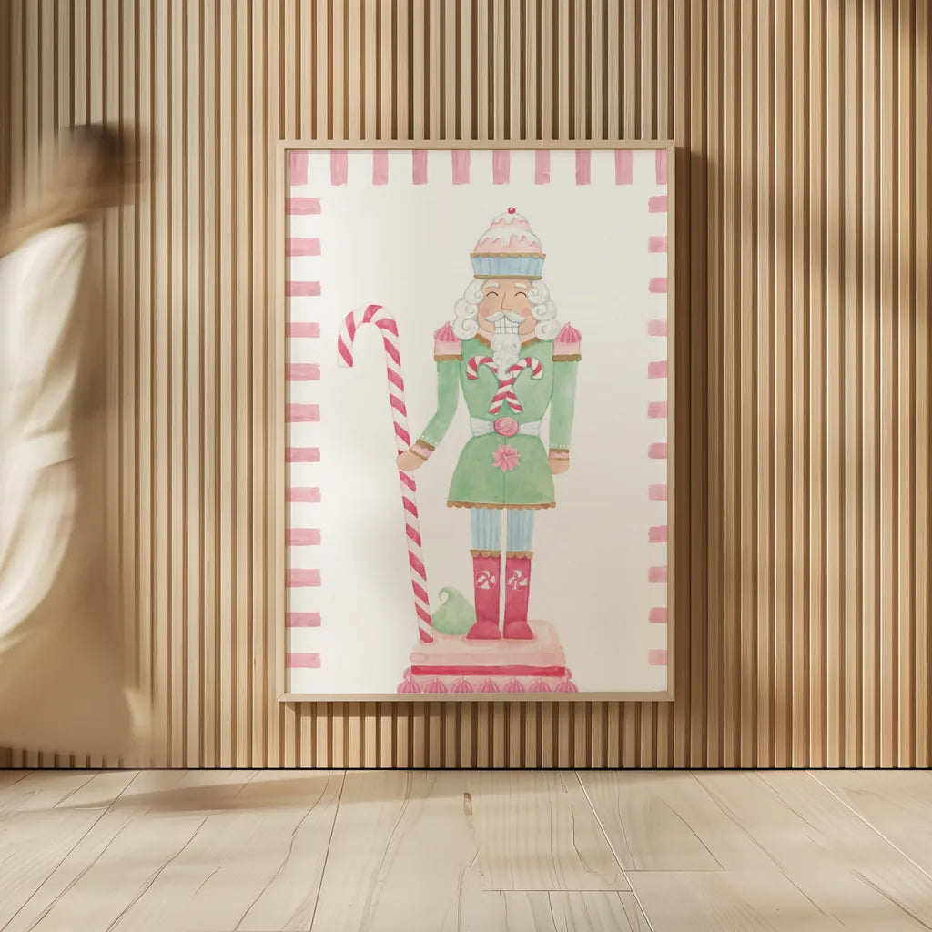Nutcracker Bakery I Border by Jenaya Jackson. shown as over sized large wall art. Available as an archival giclee rolled canvas, fine art paper, or poster print. SKU 100722h.
