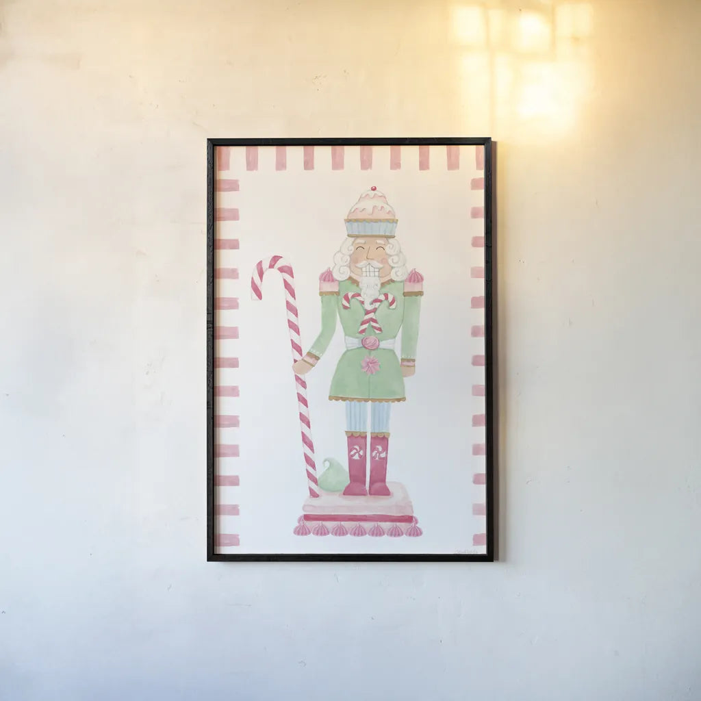 Nutcracker Bakery I Border by Jenaya Jackson. shown as a paper print in a black flame. Available as a archival giclee rolled canvas, fine art paper, or poster print. SKU 100722h.