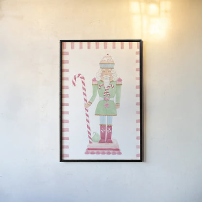 Nutcracker Bakery I Border by Jenaya Jackson. shown as a paper print in a black flame. Available as a archival giclee rolled canvas, fine art paper, or poster print. SKU 100722h.