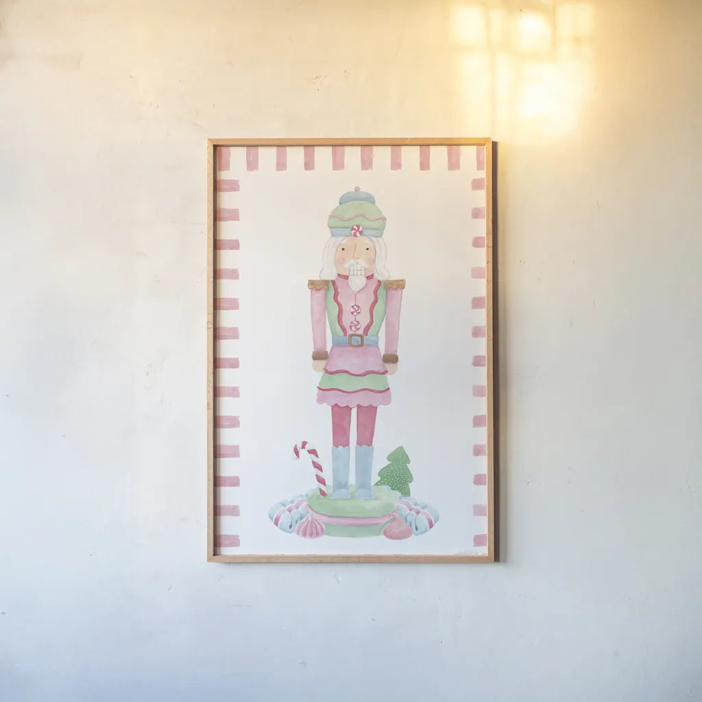 Nutcracker Bakery II Border by Jenaya Jackson. shown as a paper print in a natural frame. Available as a archival giclee rolled canvas, fine art paper, or poster print. SKU 100723h.