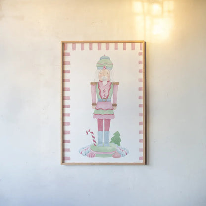 Nutcracker Bakery II Border by Jenaya Jackson. shown as a paper print in a natural frame. Available as a archival giclee rolled canvas, fine art paper, or poster print. SKU 100723h.