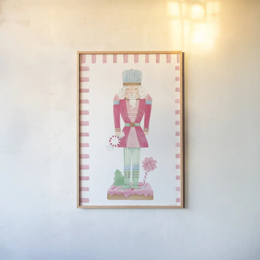 Nutcracker Bakery III Border by Jenaya Jackson. shown as a paper print in a natural frame. Available as a archival giclee rolled canvas, fine art paper, or poster print. SKU 100724h.