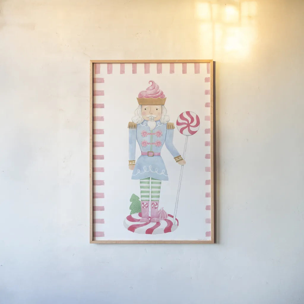 Nutcracker Bakery IV Border by Jenaya Jackson. shown as a paper print in a natural frame. Available as a archival giclee rolled canvas, fine art paper, or poster print. SKU 100725h.