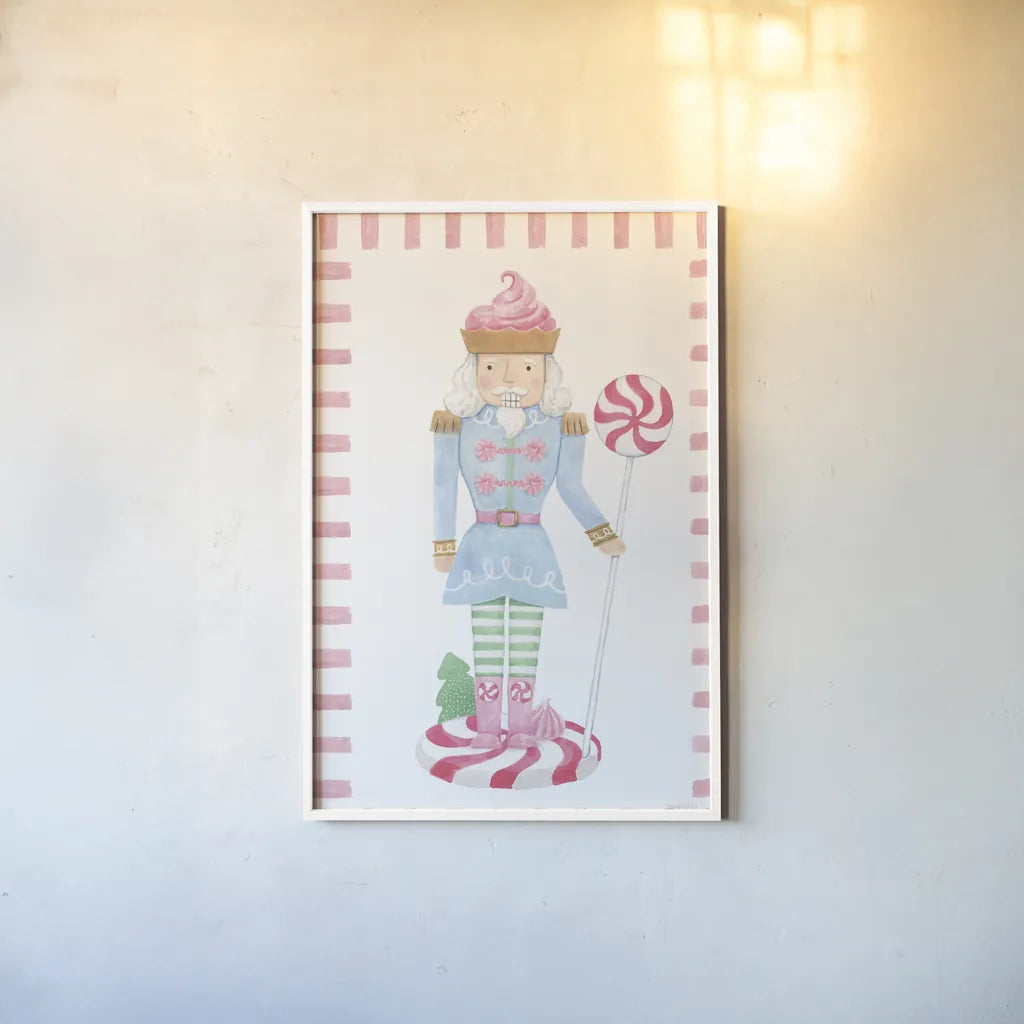 Nutcracker Bakery IV Border by Jenaya Jackson. shown as a paper print in a white frame. Available as a archival giclee rolled canvas, fine art paper, or poster print. SKU 100725h.