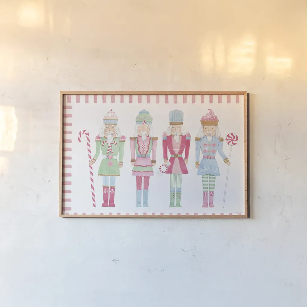 Nutcracker Bakery V Border by Jenaya Jackson. shown as a paper print in a natural frame. Available as a archival giclee rolled canvas, fine art paper, or poster print. SKU 100726i.