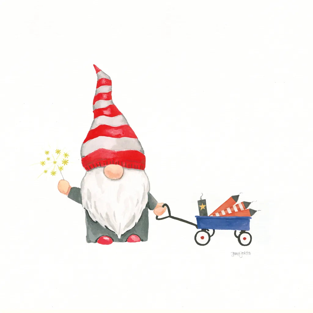 Patriotic Gnomes III by Jenaya Jackson. SKU 71428a. Archival Giclee Fine art print for wall decor.