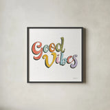 Retro Vibes Good II by Jenaya Jackson. Shown in a sleek black glass frame for a contemporary gallery look. Available as an archival giclee rolled canvas, fine art paper, or poster print. SKU 97017a.