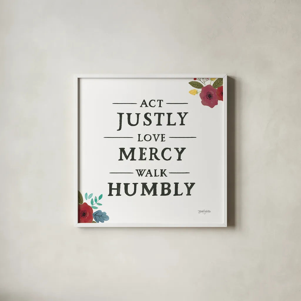 Scripture for Life I by Jenaya Jackson. Shown in a crisp white glass frame for a clean and minimalist style. Available as an archival giclee rolled canvas, fine art paper, or poster print. SKU 37240a.