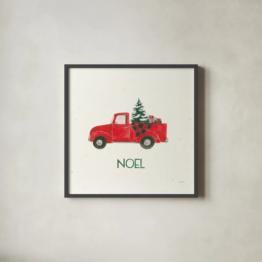 Seasons Greetings III by Jenaya Jackson. Shown in a sleek black glass frame for a contemporary gallery look. Available as an archival giclee rolled canvas, fine art paper, or poster print. SKU 66187a.