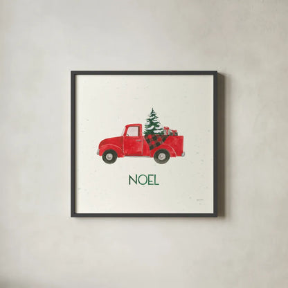 Seasons Greetings III by Jenaya Jackson. Shown in a sleek black glass frame for a contemporary gallery look. Available as an archival giclee rolled canvas, fine art paper, or poster print. SKU 66187a.