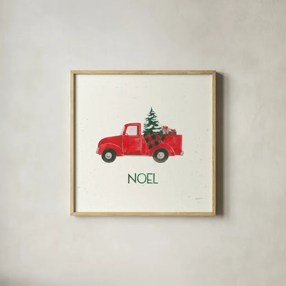 Seasons Greetings III by Jenaya Jackson. Shown in a natural wood glass frame for a timeless modern aesthetic. Available as an archival giclee rolled canvas, fine art paper, or poster print. SKU 66187a.