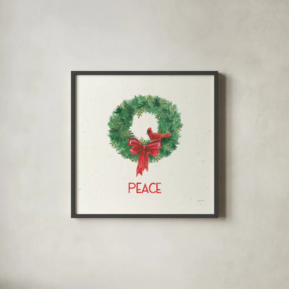 Seasons Greetings IV by Jenaya Jackson. Shown in a sleek black glass frame for a contemporary gallery look. Available as an archival giclee rolled canvas, fine art paper, or poster print. SKU 66188a.