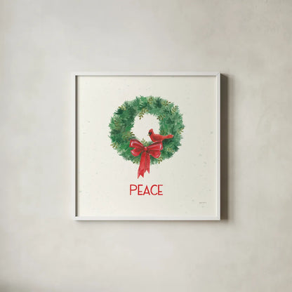 Seasons Greetings IV by Jenaya Jackson. Shown in a crisp white glass frame for a clean and minimalist style. Available as an archival giclee rolled canvas, fine art paper, or poster print. SKU 66188a.