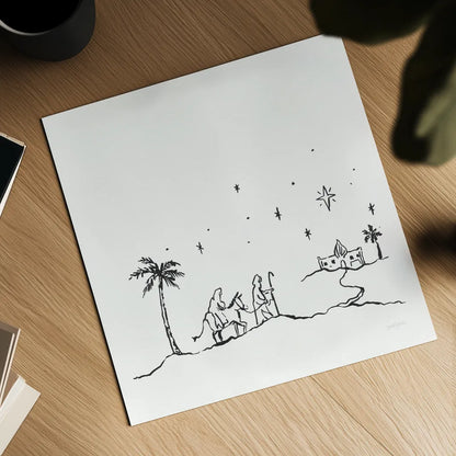 Simple Nativity I by Jenaya Jackson. Shown as a detailed flat fine art print, highlighting archival giclee quality. Available as an archival giclee rolled canvas, fine art paper, or poster print. SKU 102000a.