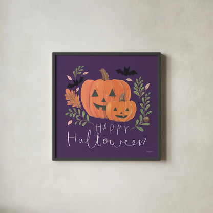 Spooky Season II by Jenaya Jackson. Shown in a sleek black glass frame for a contemporary gallery look. Available as an archival giclee rolled canvas, fine art paper, or poster print. SKU 85144a.