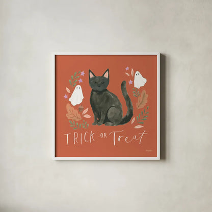 Spooky Season III by Jenaya Jackson. Shown in a crisp white glass frame for a clean and minimalist style. Available as an archival giclee rolled canvas, fine art paper, or poster print. SKU 85145a.