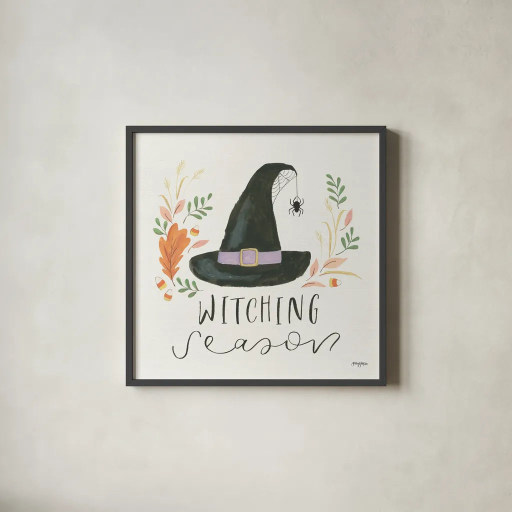 Spooky Season IV by Jenaya Jackson. Shown in a sleek black glass frame for a contemporary gallery look. Available as an archival giclee rolled canvas, fine art paper, or poster print. SKU 85146a.