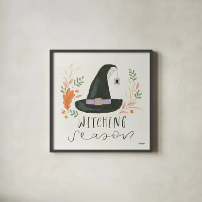 Spooky Season IV by Jenaya Jackson. Shown in a sleek black glass frame for a contemporary gallery look. Available as an archival giclee rolled canvas, fine art paper, or poster print. SKU 85146a.