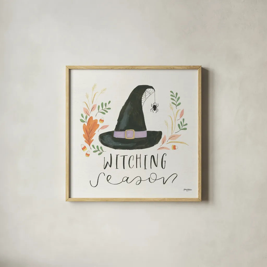 Spooky Season IV by Jenaya Jackson. Shown in a natural wood glass frame for a timeless modern aesthetic. Available as an archival giclee rolled canvas, fine art paper, or poster print. SKU 85146a.