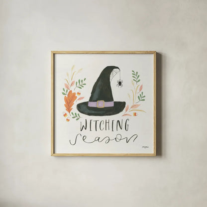 Spooky Season IV by Jenaya Jackson. Shown in a natural wood glass frame for a timeless modern aesthetic. Available as an archival giclee rolled canvas, fine art paper, or poster print. SKU 85146a.