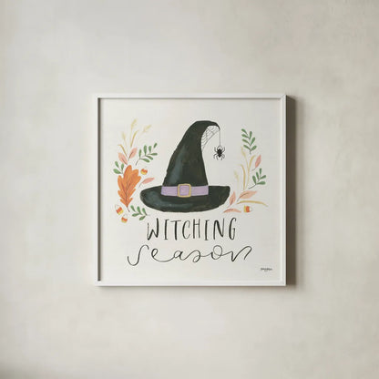 Spooky Season IV by Jenaya Jackson. Shown in a crisp white glass frame for a clean and minimalist style. Available as an archival giclee rolled canvas, fine art paper, or poster print. SKU 85146a.