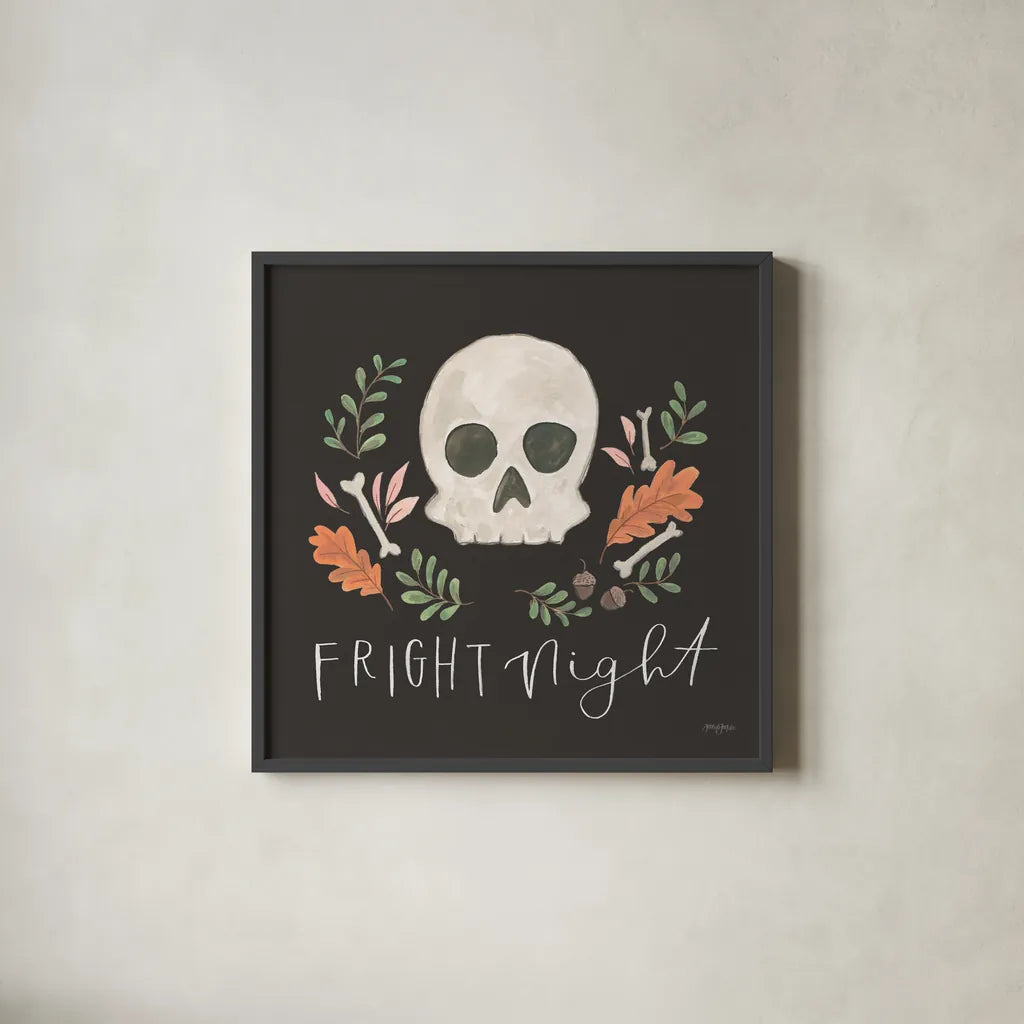 Spooky Season V by Jenaya Jackson. Shown in a sleek black glass frame for a contemporary gallery look. Available as an archival giclee rolled canvas, fine art paper, or poster print. SKU 85147a.