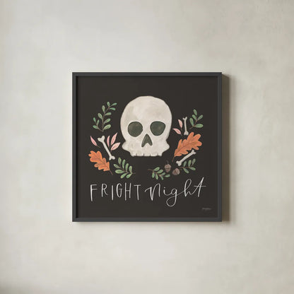 Spooky Season V by Jenaya Jackson. Shown in a sleek black glass frame for a contemporary gallery look. Available as an archival giclee rolled canvas, fine art paper, or poster print. SKU 85147a.