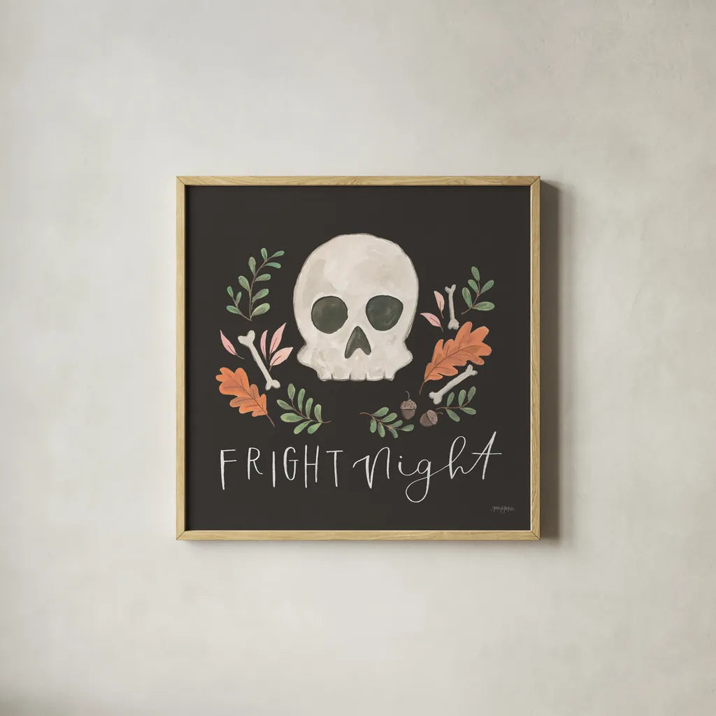 Spooky Season V by Jenaya Jackson. Shown in a natural wood glass frame for a timeless modern aesthetic. Available as an archival giclee rolled canvas, fine art paper, or poster print. SKU 85147a.
