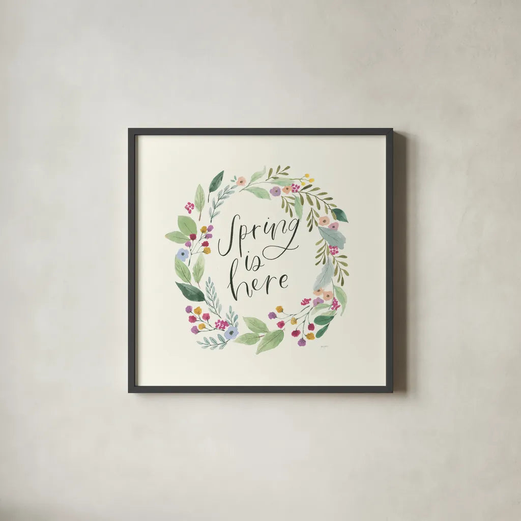 Spring Is Here I by Jenaya Jackson. Shown in a sleek black glass frame for a contemporary gallery look. Available as an archival giclee rolled canvas, fine art paper, or poster print. SKU 76862a.