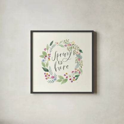 Spring Is Here I by Jenaya Jackson. Shown in a sleek black glass frame for a contemporary gallery look. Available as an archival giclee rolled canvas, fine art paper, or poster print. SKU 76862a.