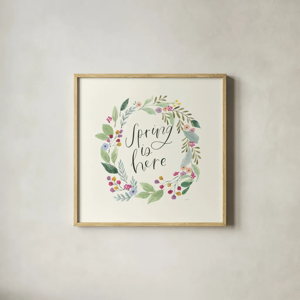 Spring Is Here I by Jenaya Jackson. Shown in a natural wood glass frame for a timeless modern aesthetic. Available as an archival giclee rolled canvas, fine art paper, or poster print. SKU 76862a.