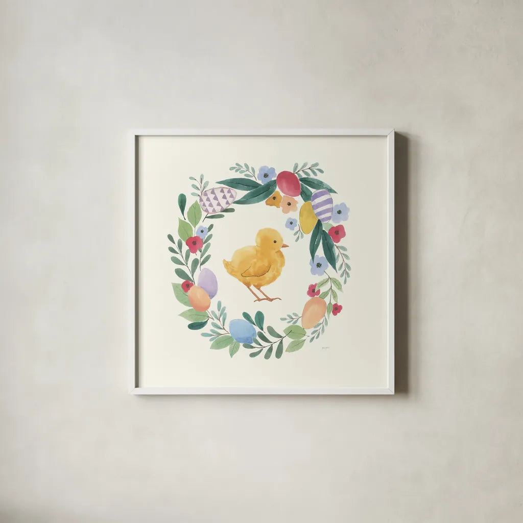 Spring Is Here II by Jenaya Jackson. Shown in a crisp white glass frame for a clean and minimalist style. Available as an archival giclee rolled canvas, fine art paper, or poster print. SKU 76863a.