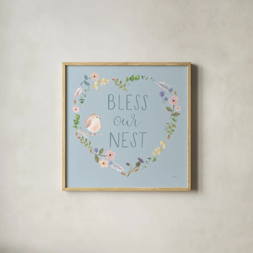 Spring Sentiments VII by Jenaya Jackson. Shown in a natural wood glass frame for a timeless modern aesthetic. Available as an archival giclee rolled canvas, fine art paper, or poster print. SKU 44438a.