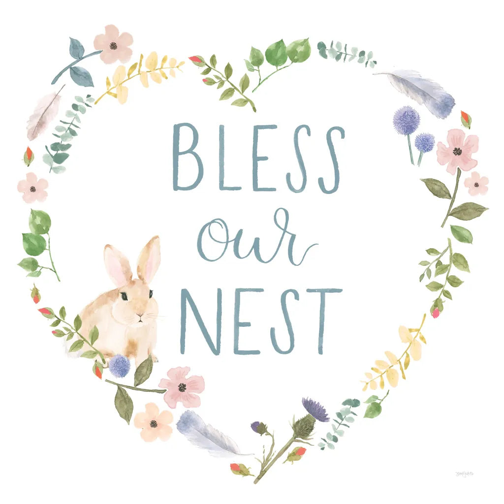 Spring Sentiments VII Bunny White by Jenaya Jackson. SKU 45140a. Archival Giclee Fine art print for wall decor.