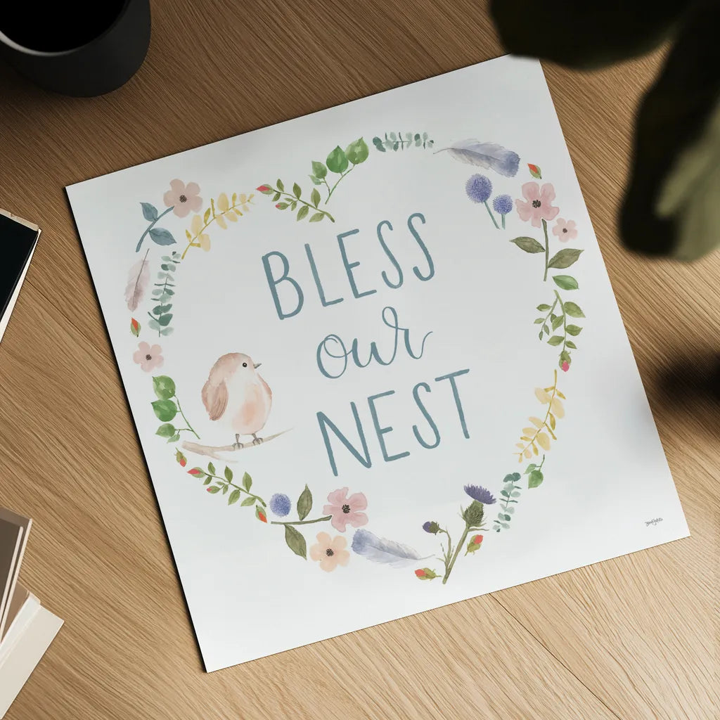 Spring Sentiments VII on White by Jenaya Jackson. Shown as a detailed flat fine art print, highlighting archival giclee quality. Available as an archival giclee rolled canvas, fine art paper, or poster print. SKU 47255a.