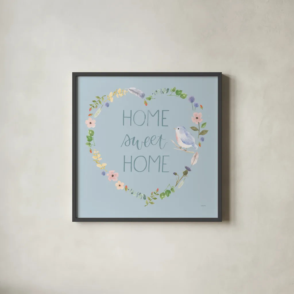 Spring Sentiments VIII by Jenaya Jackson. Shown in a sleek black glass frame for a contemporary gallery look. Available as an archival giclee rolled canvas, fine art paper, or poster print. SKU 44439a.