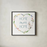 Spring Sentiments VIII Bunny White by Jenaya Jackson. Shown in a sleek black glass frame for a contemporary gallery look. Available as an archival giclee rolled canvas, fine art paper, or poster print. SKU 45141a.