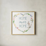 Spring Sentiments VIII Bunny White by Jenaya Jackson. Shown in a natural wood glass frame for a timeless modern aesthetic. Available as an archival giclee rolled canvas, fine art paper, or poster print. SKU 45141a.