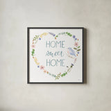 Spring Sentiments VIII on White by Jenaya Jackson. Shown in a sleek black glass frame for a contemporary gallery look. Available as an archival giclee rolled canvas, fine art paper, or poster print. SKU 47256a.