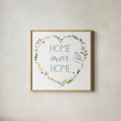 Spring Sentiments VIII on White by Jenaya Jackson. Shown in a natural wood glass frame for a timeless modern aesthetic. Available as an archival giclee rolled canvas, fine art paper, or poster print. SKU 47256a.