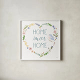 Spring Sentiments VIII on White by Jenaya Jackson. Shown in a crisp white glass frame for a clean and minimalist style. Available as an archival giclee rolled canvas, fine art paper, or poster print. SKU 47256a.