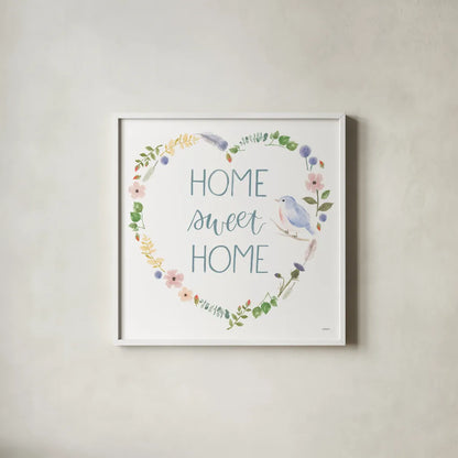 Spring Sentiments VIII on White by Jenaya Jackson. Shown in a crisp white glass frame for a clean and minimalist style. Available as an archival giclee rolled canvas, fine art paper, or poster print. SKU 47256a.