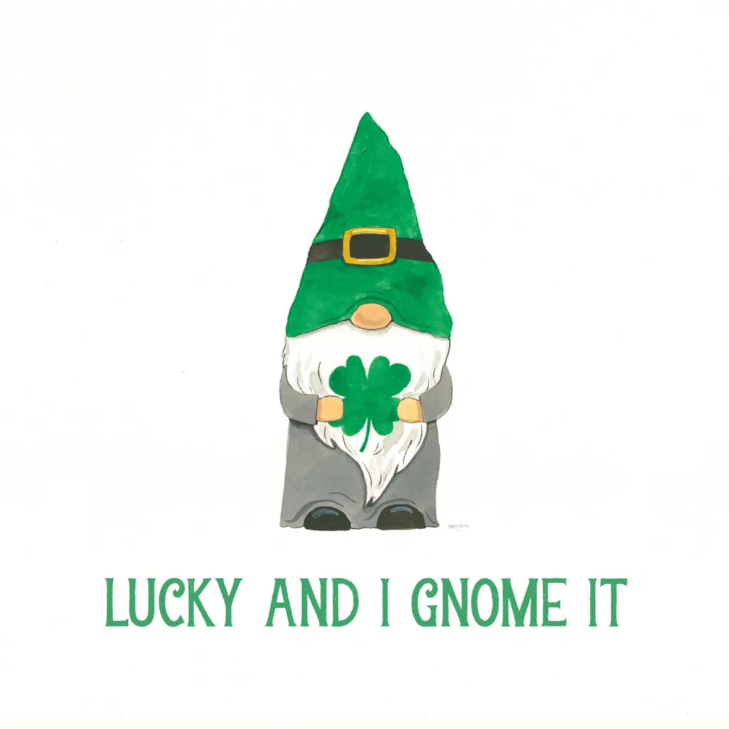 St Patricks Day Gnomes II Lucky by Jenaya Jackson. SKU 78360a. Archival Giclee Fine art print for wall decor.