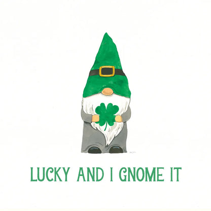 St Patricks Day Gnomes II Lucky by Jenaya Jackson. SKU 78360a. Archival Giclee Fine art print for wall decor.