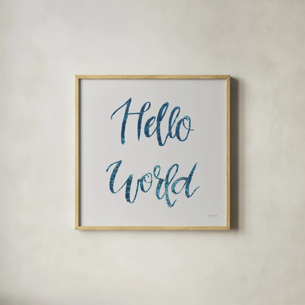 Sweet Baby Boy I Grey Sq by Jenaya Jackson. Shown in a natural wood glass frame for a timeless modern aesthetic. Available as an archival giclee rolled canvas, fine art paper, or poster print. SKU 37314a.