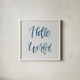 Sweet Baby Boy I Grey Sq by Jenaya Jackson. Shown in a crisp white glass frame for a clean and minimalist style. Available as an archival giclee rolled canvas, fine art paper, or poster print. SKU 37314a.