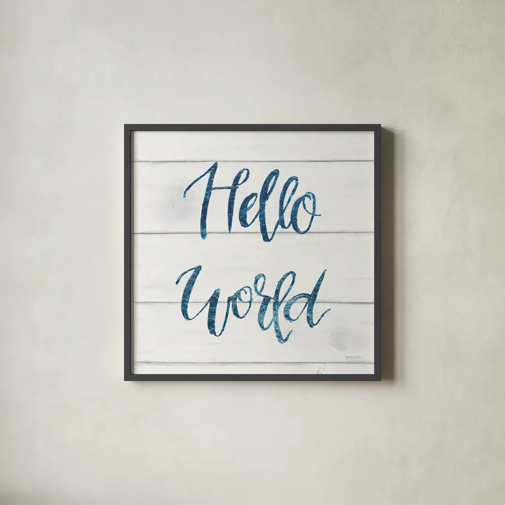 Sweet Baby Boy I White Wood Sq by Jenaya Jackson. Shown in a sleek black glass frame for a contemporary gallery look. Available as an archival giclee rolled canvas, fine art paper, or poster print. SKU 38435a.
