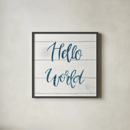 Sweet Baby Boy I White Wood Sq by Jenaya Jackson. Shown in a sleek black glass frame for a contemporary gallery look. Available as an archival giclee rolled canvas, fine art paper, or poster print. SKU 38435a.